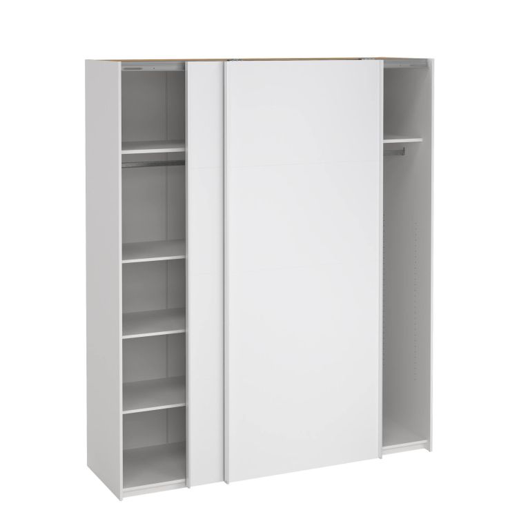 Guardaroba 2 ante Elina, Mobile camera da letto, Cabina armadio portabiti, Armadio appendiabiti, 61x182 h220 cm, Bianco