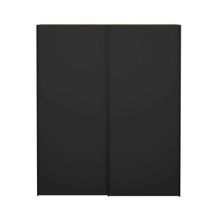 Guardaroba 2 ante Elina, Mobile camera da letto, Cabina armadio portabiti, Armadio appendiabiti, 61x182 h220 cm, Bianco e Nero