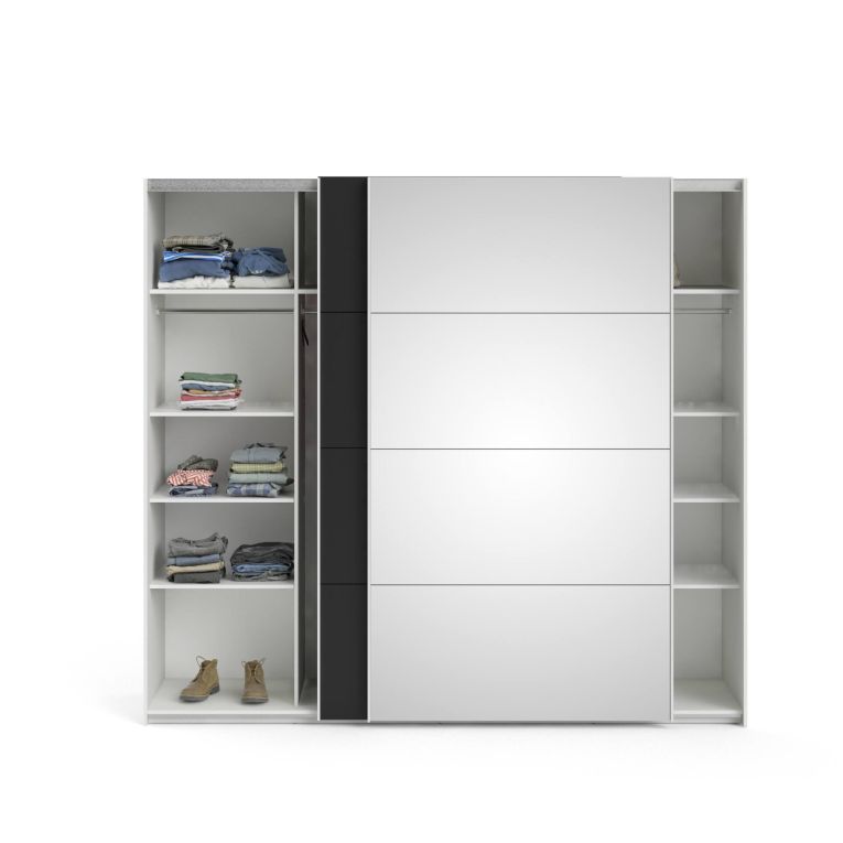 Guardaroba 2 ante Eloina, Mobile camera da letto, Cabina armadio portabiti, Armadio appendiabiti, 61x243 h220 cm, Bianco e Nero