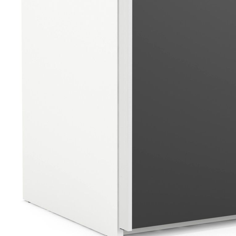 Guardaroba 2 ante Eloina, Mobile camera da letto, Cabina armadio portabiti, Armadio appendiabiti, 61x243 h220 cm, Bianco e Nero