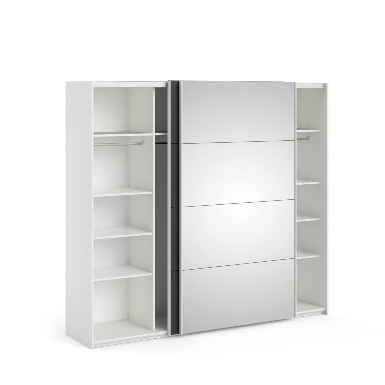 Guardaroba 2 ante Eloina, Mobile camera da letto, Cabina armadio portabiti, Armadio appendiabiti, 61x243 h220 cm, Bianco e Nero