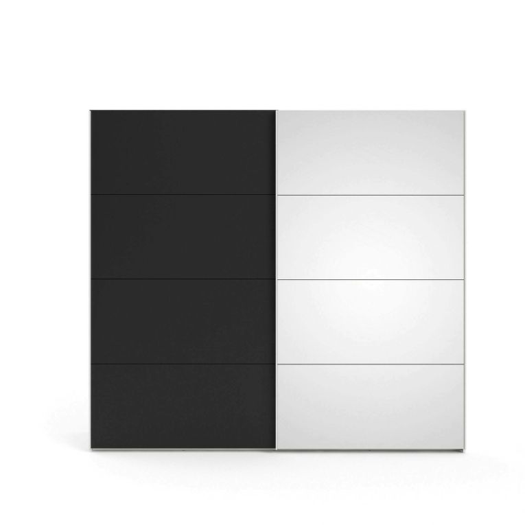 Guardaroba 2 ante Eloina, Mobile camera da letto, Cabina armadio portabiti, Armadio appendiabiti, 61x243 h220 cm, Bianco e Nero