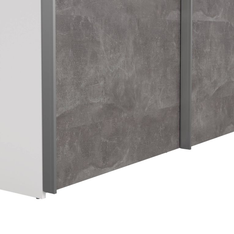 Guardaroba 2 ante Elvire, Mobile camera da letto, Cabina armadio portabiti, Armadio appendiabiti, 61x150 h200 cm, Bianco e Grigio