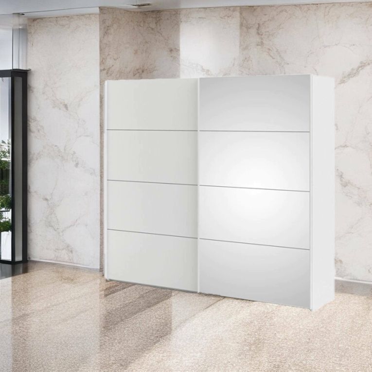 Guardaroba 2 ante Emmeline, Mobile camera da letto, Cabina armadio portabiti, Armadio appendiabiti, 61x243 h220 cm, Bianco