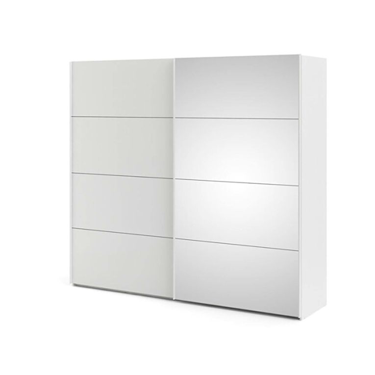 Guardaroba 2 ante Emmeline, Mobile camera da letto, Cabina armadio portabiti, Armadio appendiabiti, 61x243 h220 cm, Bianco