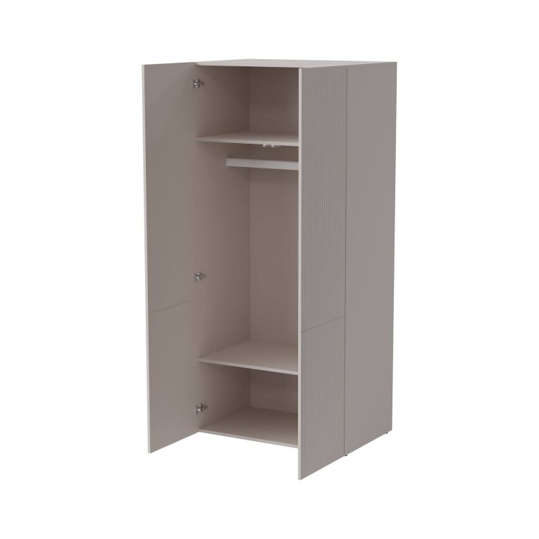 Guardaroba 2 ante Esposende, Mobile camera da letto, Cabina armadio portabiti, Armadio appendiabiti, 90x56 h199 cm, Beige