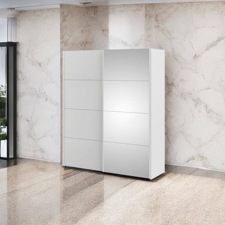 Guardaroba 2 ante Eulalie, Mobile camera da letto, Cabina armadio portabiti, Armadio appendiabiti, 61x182 h220 cm, Bianco