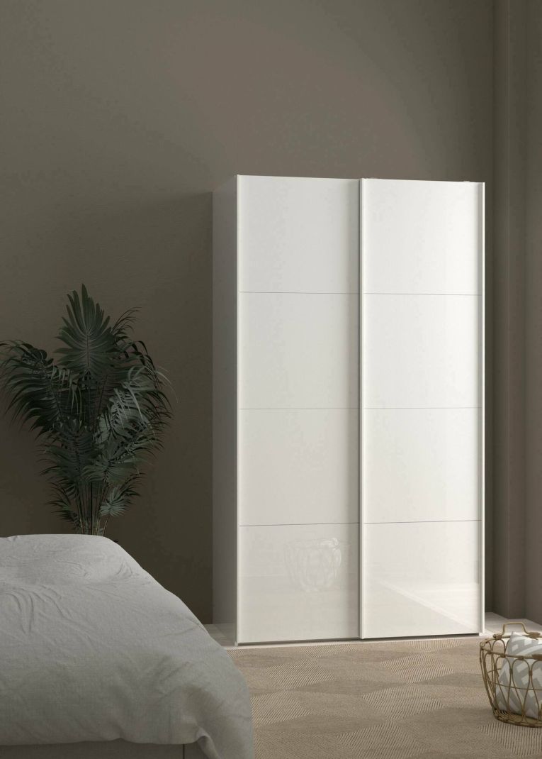 Guardaroba 2 ante Fabre, Mobile camera da letto, Cabina armadio portabiti, Armadio appendiabiti, 62x122 h220 cm, Bianco