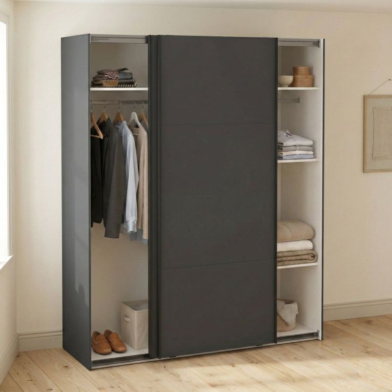 Guardaroba 2 ante- grigio ante scorrevoli 178x220h cm - Gomer