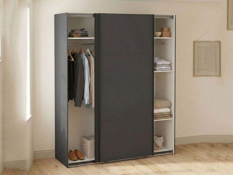 Guardaroba 2 ante- grigio ante scorrevoli 178x220h cm - Gomer