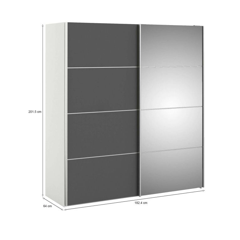 Guardaroba 2 ante grigio e bianco 182x201h cm - Cerreto