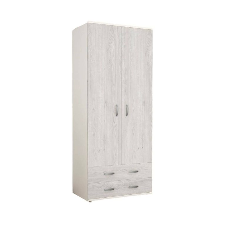 Guardaroba 2 ante Haishen, 80x52h170 cm, Bianco e Grigio