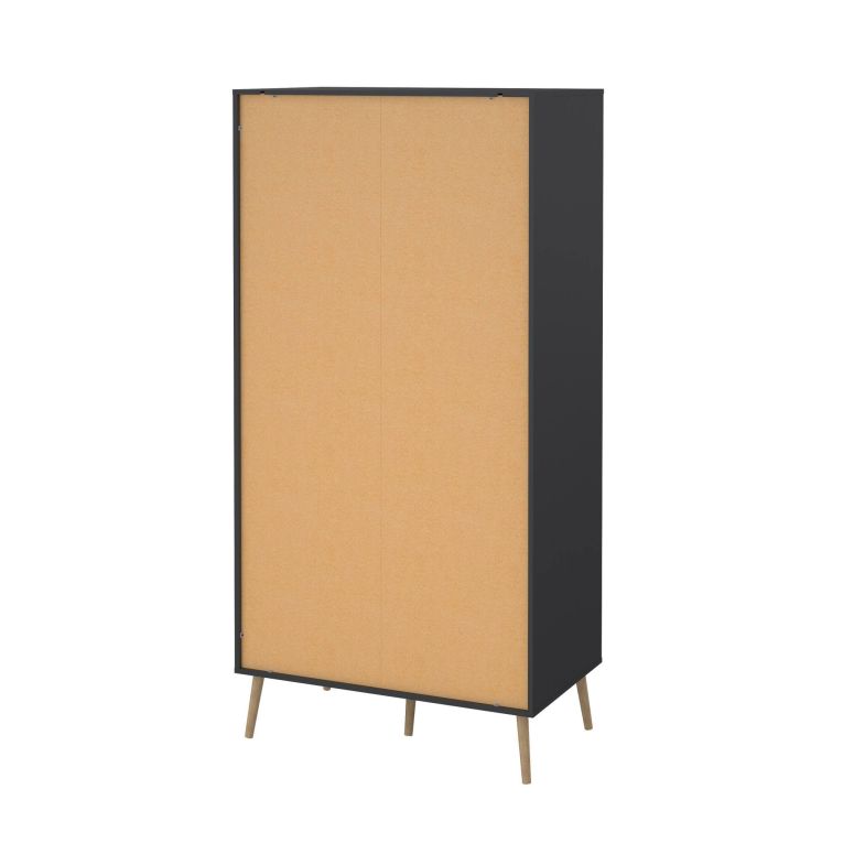 Guardaroba 2 ante Jolene, Mobile camera da letto, Cabina armadio portabiti, Armadio appendiabiti, 58x99 h200 cm, Grigio