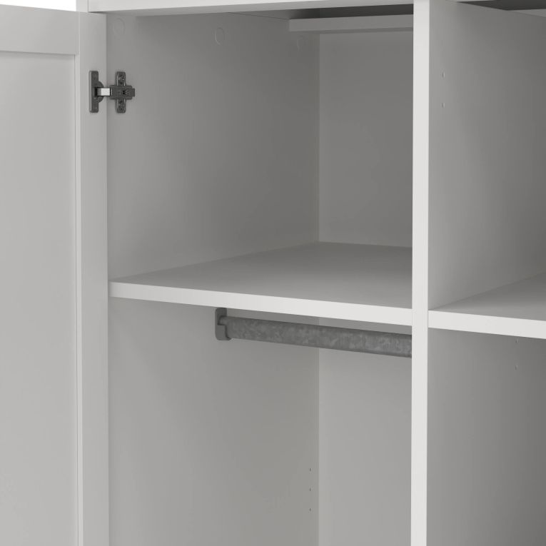 Guardaroba 2 ante Juliette, Mobile camera da letto, Cabina armadio portabiti, Armadio appendiabiti, 96x61 h201 cm, Bianco