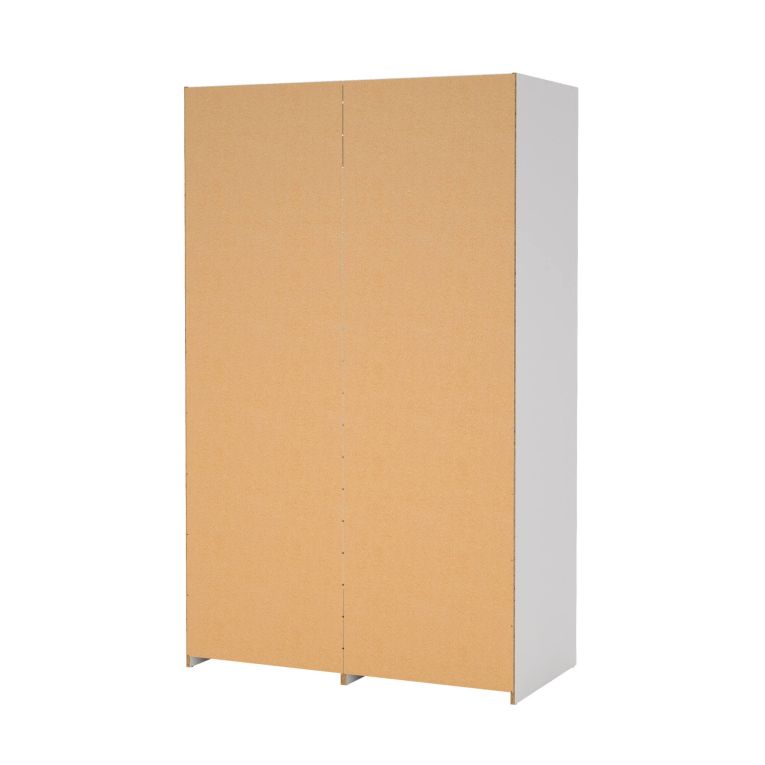 Guardaroba 2 ante Leonore, Mobile camera da letto, Cabina armadio portabiti, Armadio appendiabiti, 60x121 h200 cm, Bianco e Rovere
