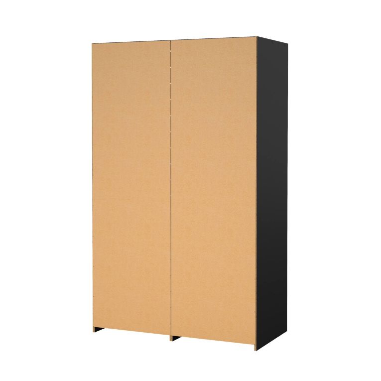 Guardaroba 2 ante Leonore, Mobile camera da letto, Cabina armadio portabiti, Armadio appendiabiti, 60x121 h200 cm, Nero e Rovere
