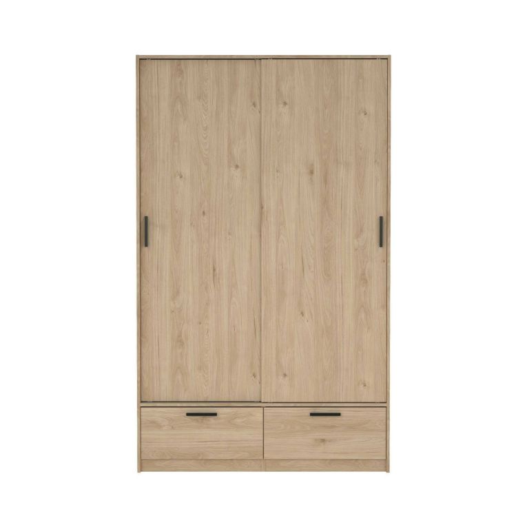 Guardaroba 2 ante Leonore, Mobile camera da letto, Cabina armadio portabiti, Armadio appendiabiti, 60x121 h200 cm, Rovere