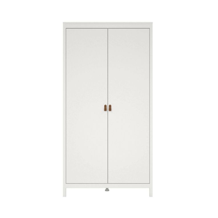 Guardaroba 2 ante Madeline, Mobile camera da letto, Cabina armadio portabiti, Armadio appendiabiti, 58x102 h199 cm, Bianco