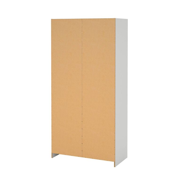 Guardaroba 2 ante Mare, Mobile camera da letto, Cabina armadio portabiti, Armadio appendiabiti, 50x99 h200 cm, Bianco