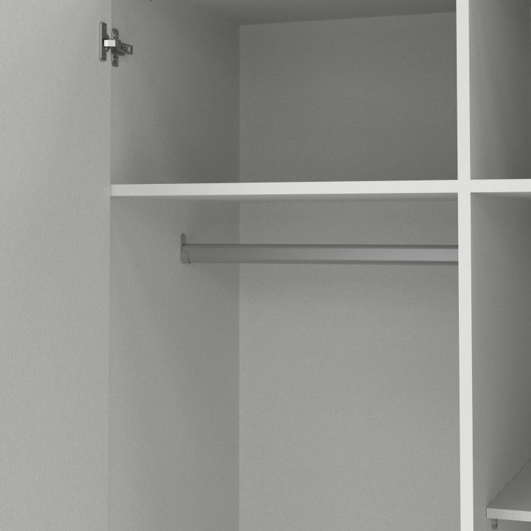 Guardaroba 2 ante Mare, Mobile camera da letto, Cabina armadio portabiti, Armadio appendiabiti, 50x99 h200 cm, Bianco