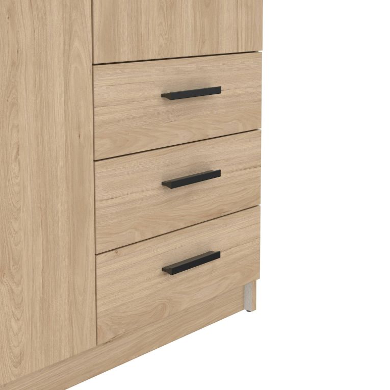 Guardaroba 2 ante Mare, Mobile camera da letto, Cabina armadio portabiti, Armadio appendiabiti, 50x99 h200 cm, Rovere