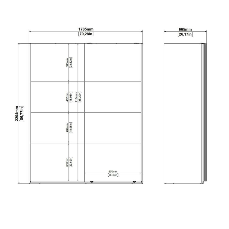 Guardaroba 2 ante- Margot, Mobile multifunzionale, Mobiletto scarpiera, Guardaroba porta scarpe, 65x179 h220 cm, Bianco