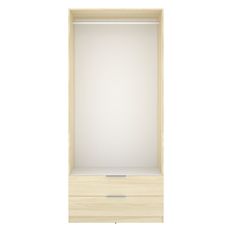 Guardaroba 2 Ante Marrone Bianco Rovere Appendiabiti 2 Cassetti 51x204h cm, un Ripiano - Montclare