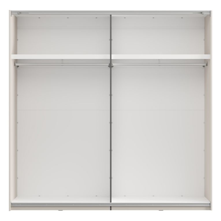 Guardaroba 2 Ante Marrone Noce Bianco Crema 2 Ripiani Appendiabiti 220x217h cm, Apertura Scorrevole - Vangvi