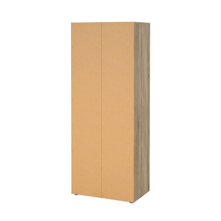 Guardaroba 2 Ante Marrone Quercia Bianco Lucido Appendiabiti 5 Ripiani 78.7x200.9h cm, 2 Ante - Argor
