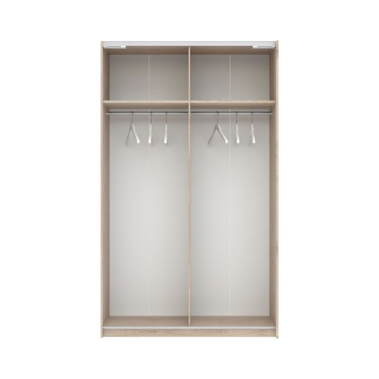 Guardaroba 2 Ante Marrone Rovere Beige Cashmere 2 Ripiani Appendiabiti 120x204h cm, 2 Ante - Maba