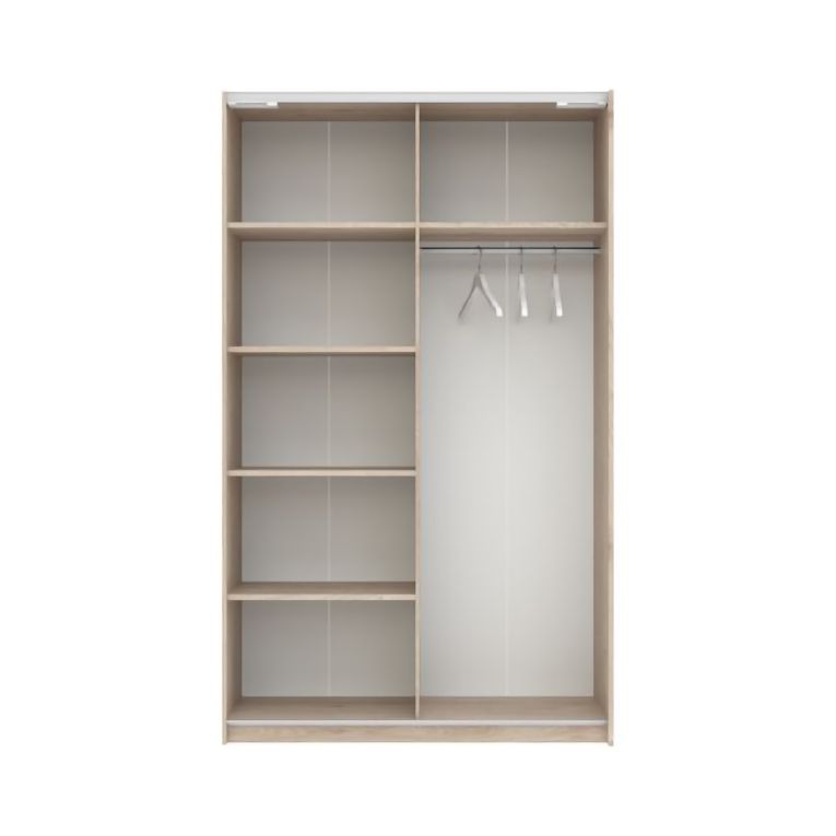 Guardaroba 2 Ante Marrone Rovere Beige Cashmere 2 Ripiani Appendiabiti 120x204h cm, 2 Ante - Maba