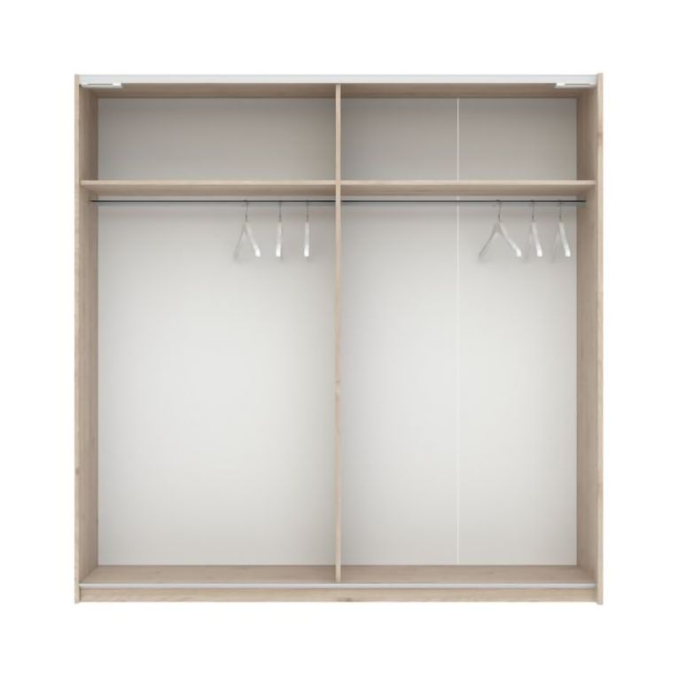 Guardaroba 2 Ante Marrone Rovere Beige Cashmere 2 Ripiani Appendiabiti 200x204h cm, 2 Ante - Nalika