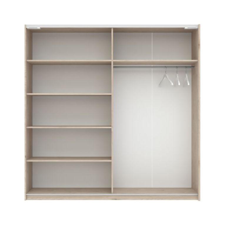 Guardaroba 2 Ante Marrone Rovere Beige Cashmere 2 Ripiani Appendiabiti 200x204h cm, 2 Ante - Nalika
