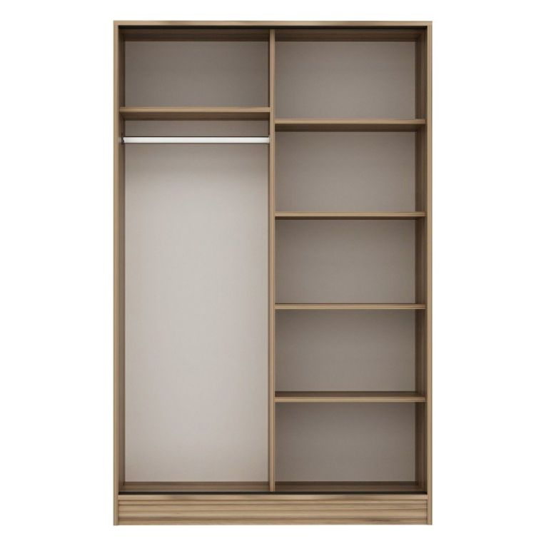 Guardaroba 2 Ante Marrone Rovere Bianco 5 Ripiani Appendiabiti 120x190h cm, Apertura Scorrevole - Pozzilli