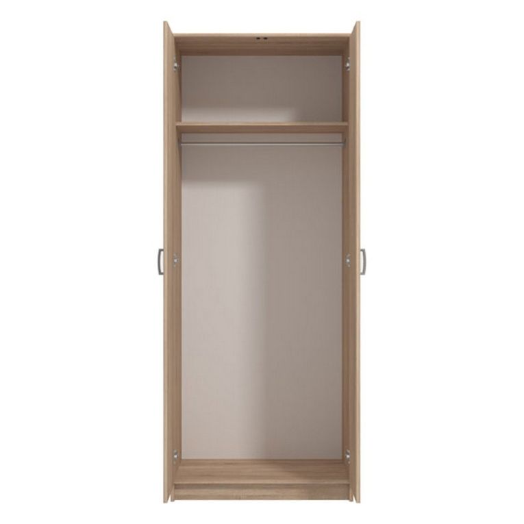 Guardaroba 2 Ante Marrone Rovere Bianco Appendiabiti un Ripiano 80x205h cm, 2 Ante - Roncaro