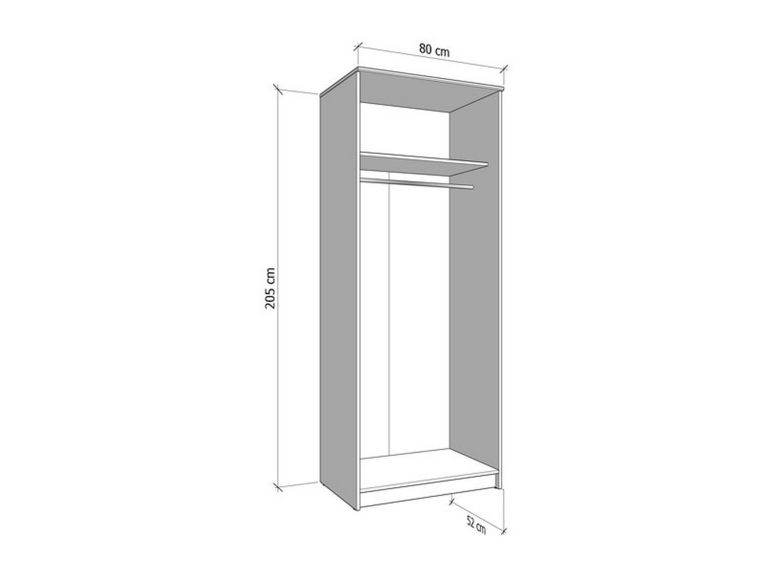 Guardaroba 2 Ante Marrone Rovere Bianco Appendiabiti un Ripiano 80x205h cm, 2 Ante - Roncaro