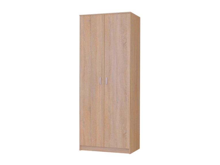 Guardaroba 2 Ante Marrone Rovere Bianco Appendiabiti un Ripiano 80x205h cm, 2 Ante - Roncaro