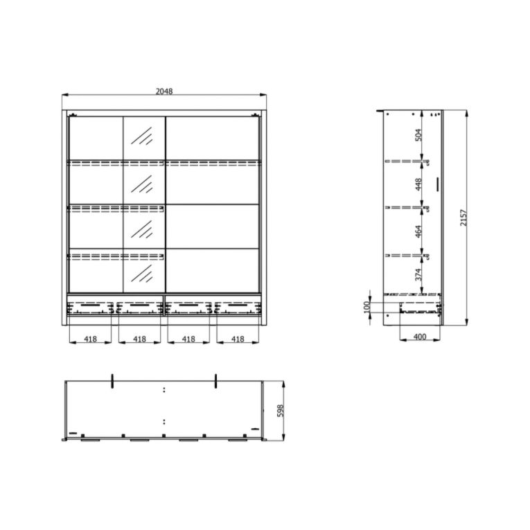 Guardaroba 2 Ante Marrone Rovere Nodi 4 Ripiani Appendiabiti 205x216h cm, 2 Cassetti - Copala