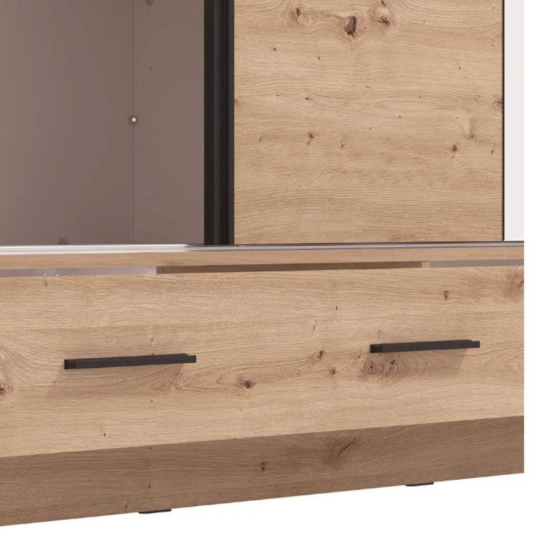 Guardaroba 2 Ante Marrone Rovere Nodi 4 Ripiani Appendiabiti 205x216h cm, 2 Cassetti - Copala