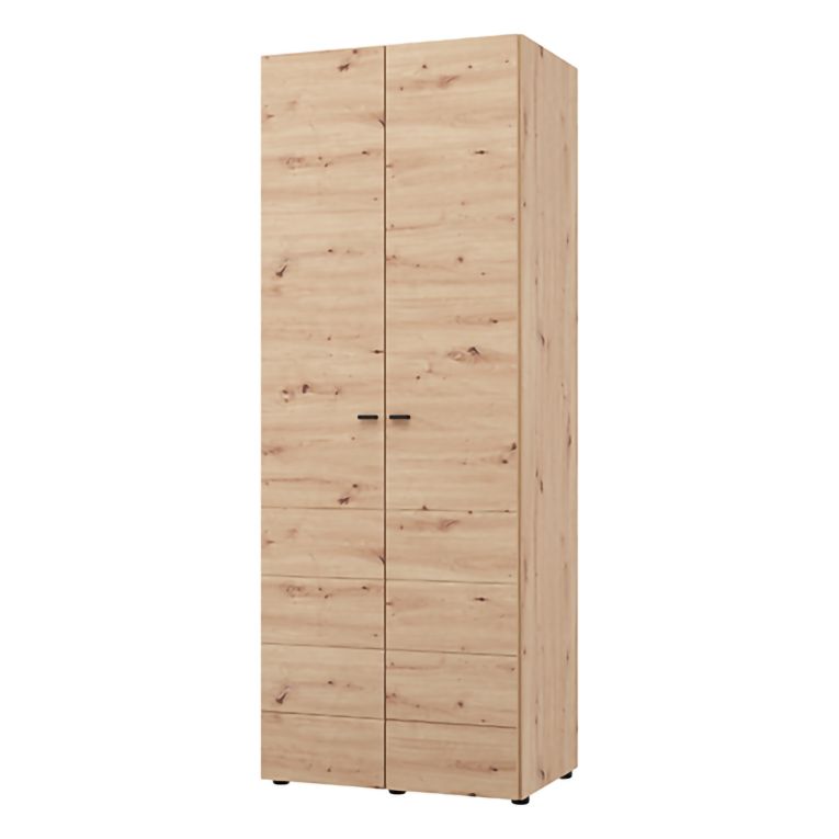 Guardaroba 2 Ante Marrone Rovere Nodi Appendiabiti un Ripiano 79x208h cm, 2 Ante - Pomar