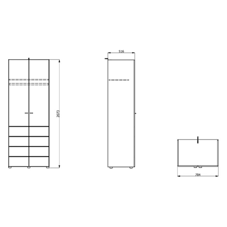 Guardaroba 2 Ante Marrone Rovere Nodi Appendiabiti un Ripiano 79x208h cm, 2 Ante - Pomar