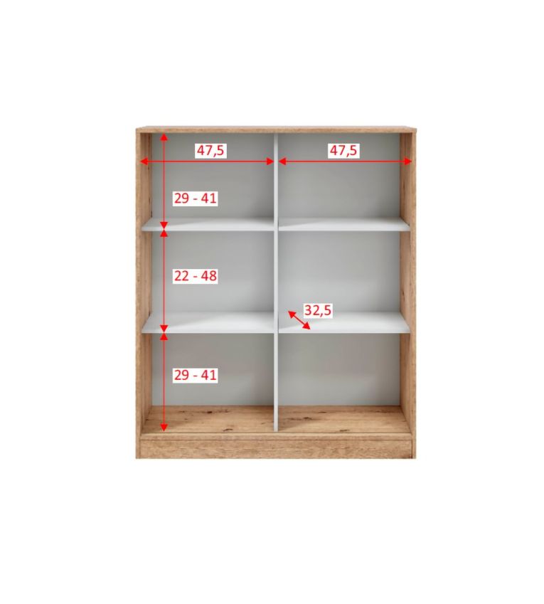 Guardaroba 2 Ante Marrone Rovere Nodi Bianco 4 Ripiani Apertura Scorrevole 100x119h cm, 6 Vani - Resana