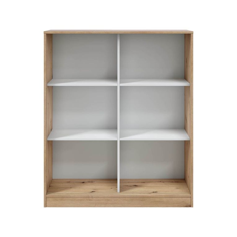 Guardaroba 2 Ante Marrone Rovere Nodi Bianco 4 Ripiani Apertura Scorrevole 100x119h cm, 6 Vani - Resana
