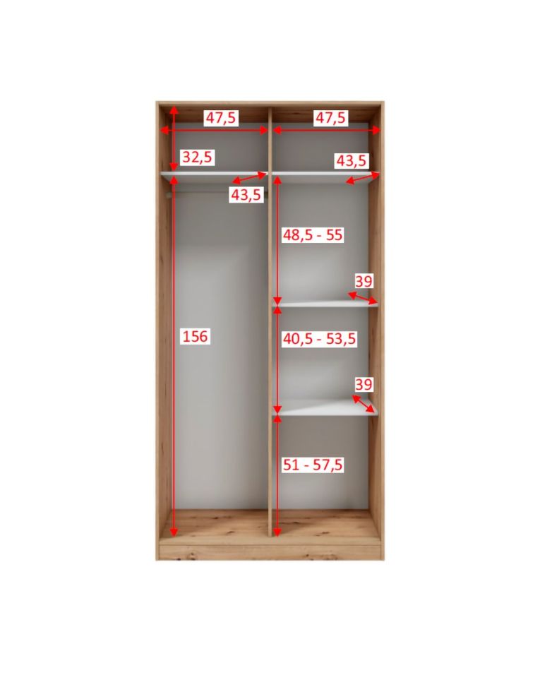 Guardaroba 2 Ante Marrone Rovere Nodi Bianco 4 Ripiani Appendiabiti 100x200h cm, Apertura Scorrevole - Orgosolo