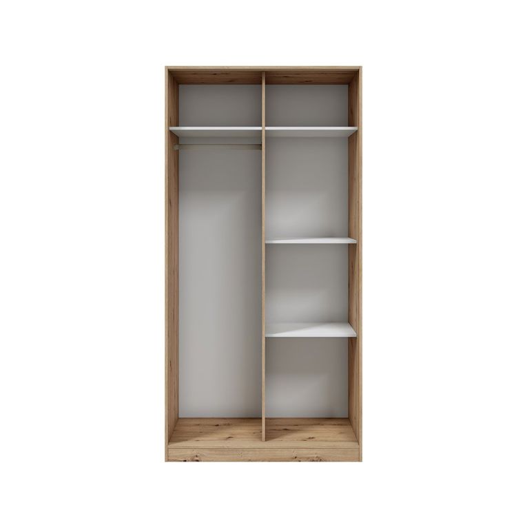 Guardaroba 2 Ante Marrone Rovere Nodi Bianco 4 Ripiani Appendiabiti 100x200h cm, Apertura Scorrevole - Orgosolo