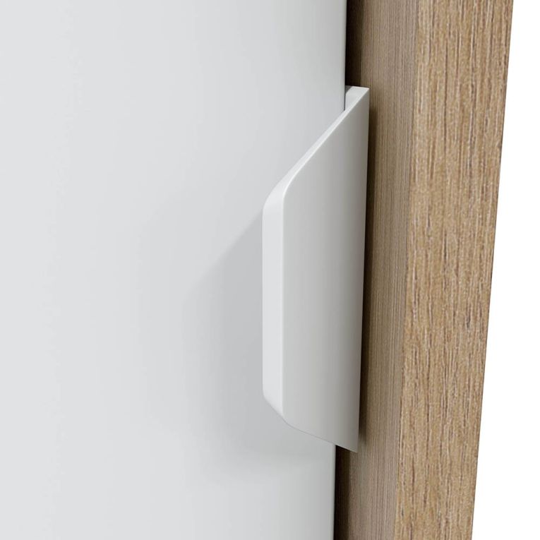 Guardaroba 2 Ante Marrone Rovere Nodi Bianco 4 Ripiani Appendiabiti 100x200h cm, Apertura Scorrevole - Orgosolo