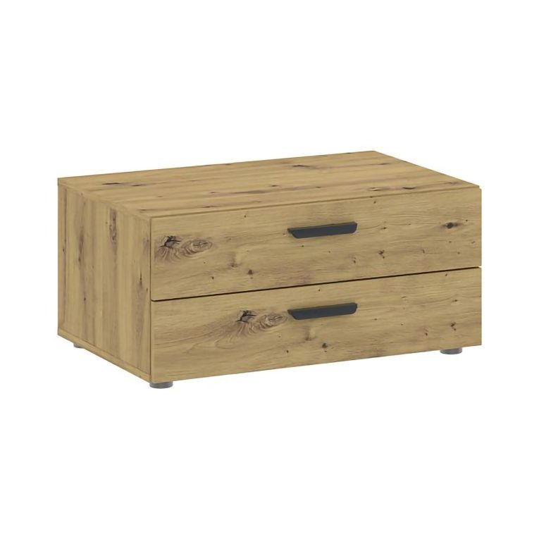 Guardaroba 2 Ante Marrone Rovere Nodi Bianco un Ripiano 2 Cassetti 74x214h cm, Appendiabiti - Buriasco
