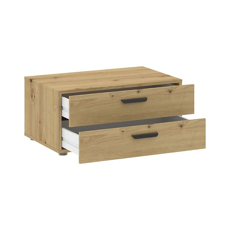 Guardaroba 2 Ante Marrone Rovere Nodi Bianco un Ripiano 2 Cassetti 74x214h cm, Appendiabiti - Buriasco