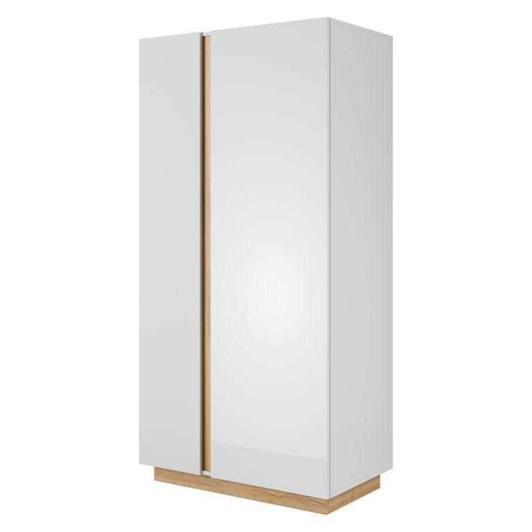 Guardaroba 2 Ante Marrone Rovere Nodi Grigio Appendiabiti 5 Ripiani 97x194h cm, 2 Ante - Kabatoli
