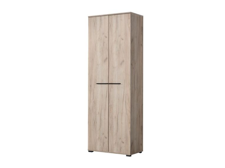 Guardaroba 2 Ante Marrone Rovere Nodi Marrone Noce un Ripiano Appendiabiti 67.5x195h cm, Apertura Battente - Pinasca